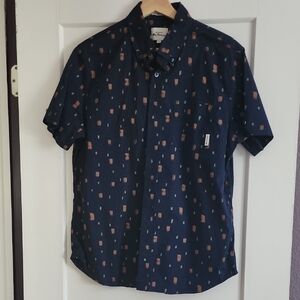 Navy Blue Patterned Men's Shirt